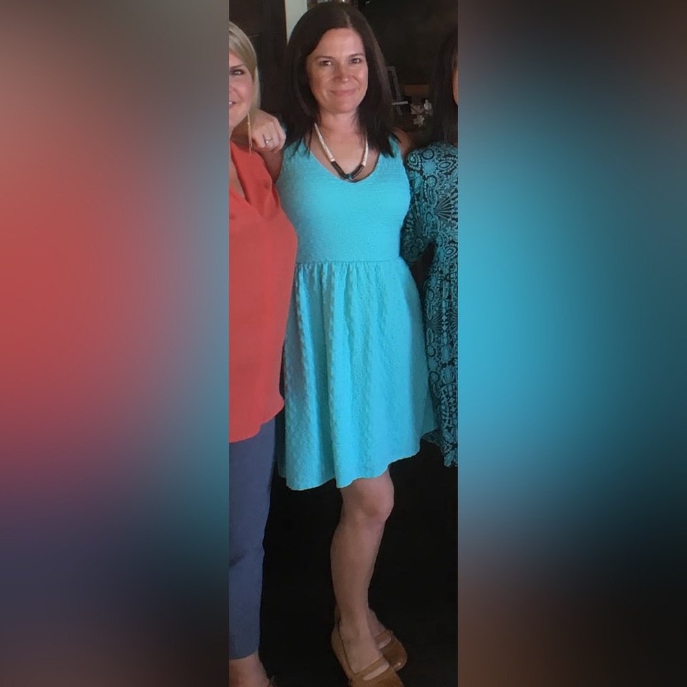 HSquared Turquoise Blue V-Neck Mini Dress – Size L